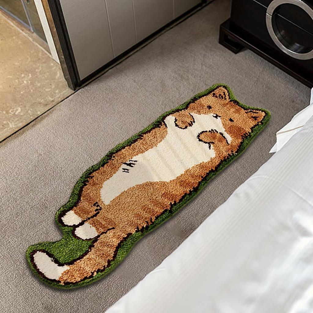 Cartoon Cat Pattern Soft Carpet Bedroom Bedside Rug Living Room Decorative Carpet Bedside Floor Mat Waterproof Home Decor