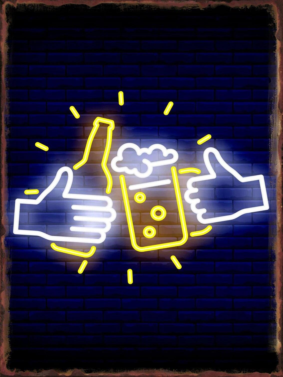 

Неоновый постер для пивного бара, металлические вывески для паба, домашний декор для спальни, жестяная вывеска, декоративные таблички, живопись, настенное эстетическое украшение 20x30cm-7.9x11.8inch