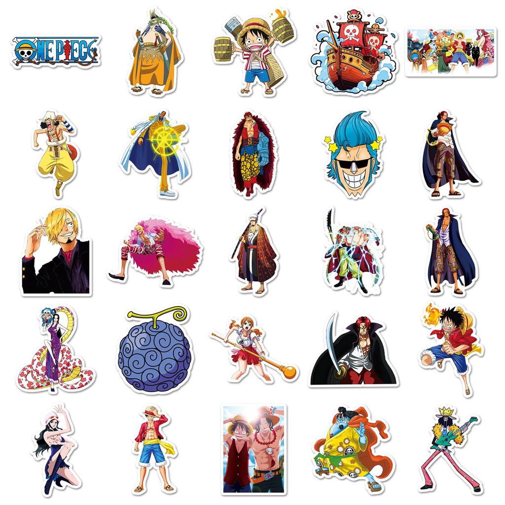 50 One Piece Anime Character Stickers - HD Printed Stationery & Planner Accessories