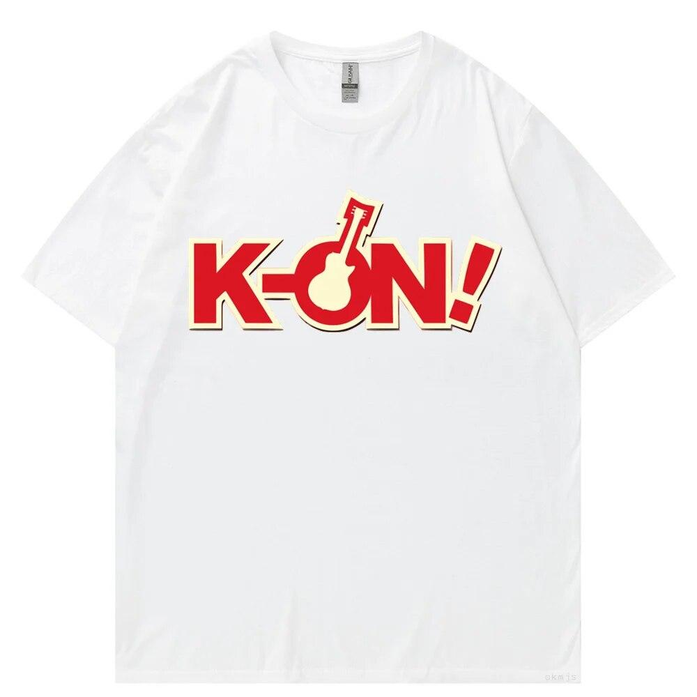 T-Shirt Unisex k-on Grafik weißes T-Shirt Vintage Grunge Japan T-Shirt Grafikästhetik Übergroßes Baumwoll-Kurzarm-T-Shirt T-Shirt