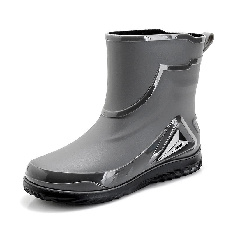 

Men s Waterproof Non-Slip Fleece-Lined Rain Boots - Cuffed Outdoor Rubber Shoes 40