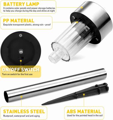 12Pack Solar Lights Outdoor, Stainless Steel, Waterproof LED Garden Pathway Lights - Cool White