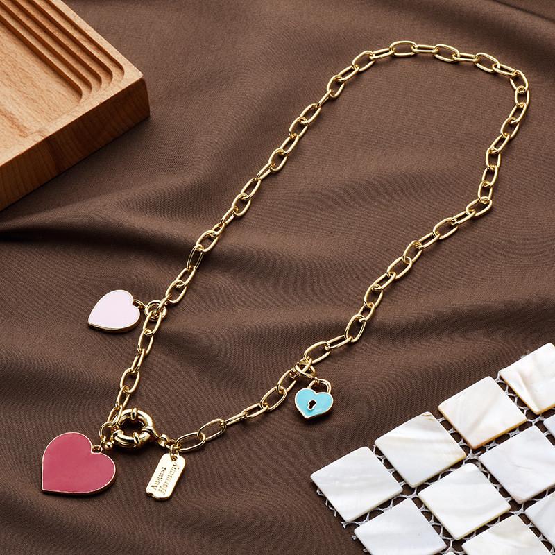 Pendant Luxurious Heart Titanium Steel Necklace Contemporary Key Heart Style Collarbone Chain For Unisex