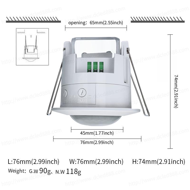 360° Recessed Infrared Ceiling Motion Sensor PIR