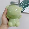 1Pc 700ml Big Head Bear Transparent Plastic Juice Bottle Sealed Cup for Juices Smoothies Milk And Homemade Drinks