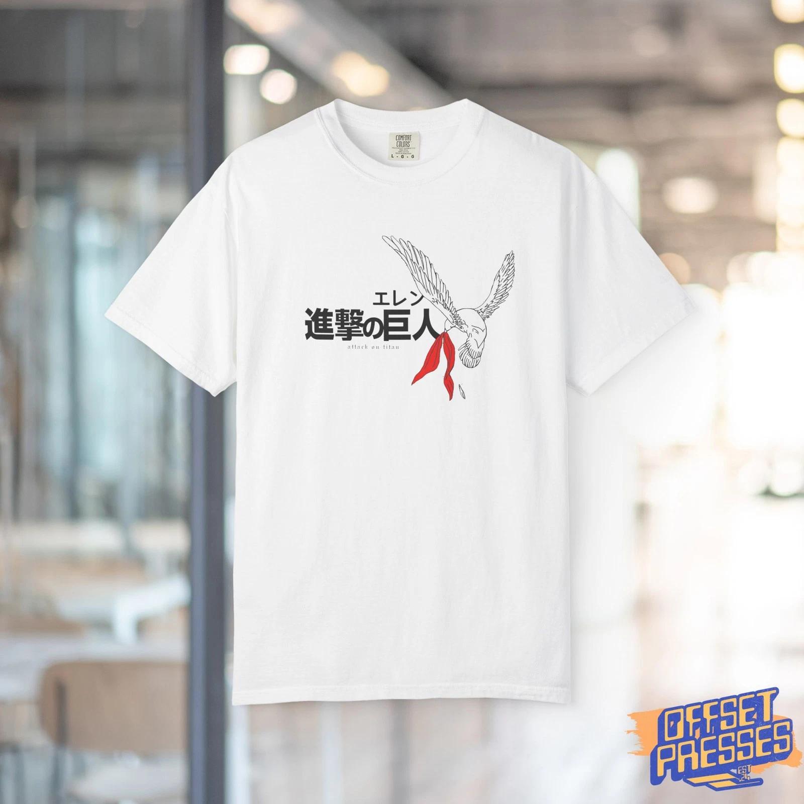 Attack on Titan Eren Bird 100% Cotton T-shirt Mens Tees Top | Anime Survey Corps Shirt S