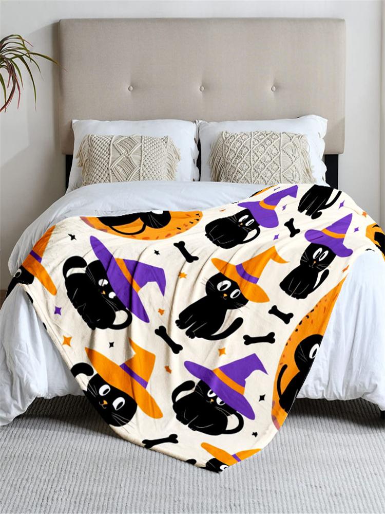 1 piece, Halloween-themed flannel blanket, available in multiple colors, soft and comfortable, suitable for all seasons and perf