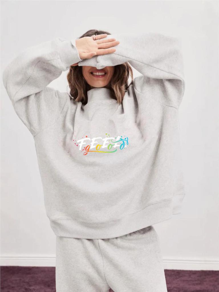 Heavyweight Women's Autumn Hoodie: Loose Casual Comfort, Mid-High Neck, Long Sleeve, Euro-American Style