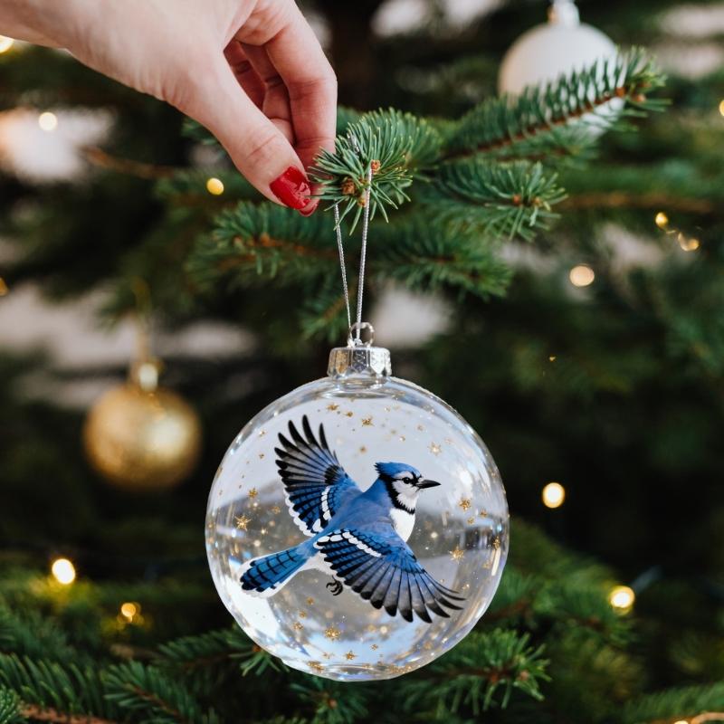 Artistic Nature Bird Clear Christmas Ball Ornament Holiday Decorations For Festives Tree Decoration Memorables Gift