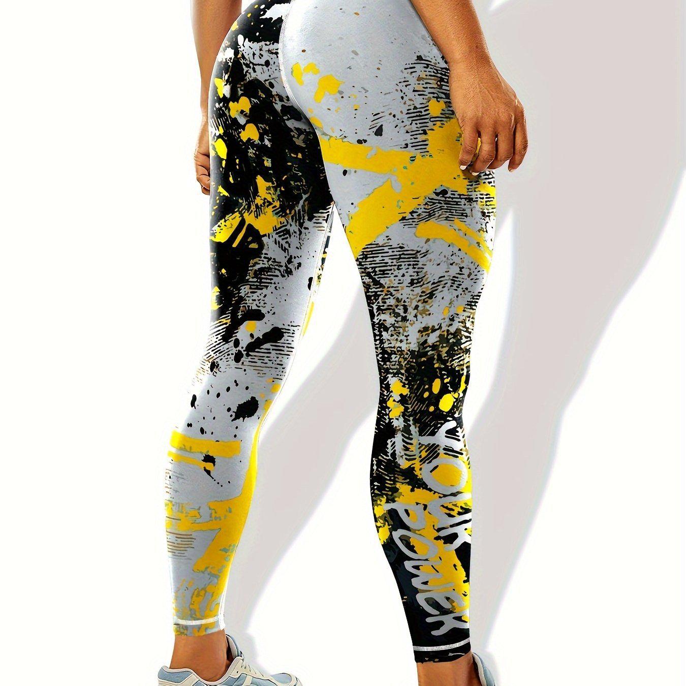 

Stylish 3D Printed Fitness Leggings - European & American Trend Medium жовтий