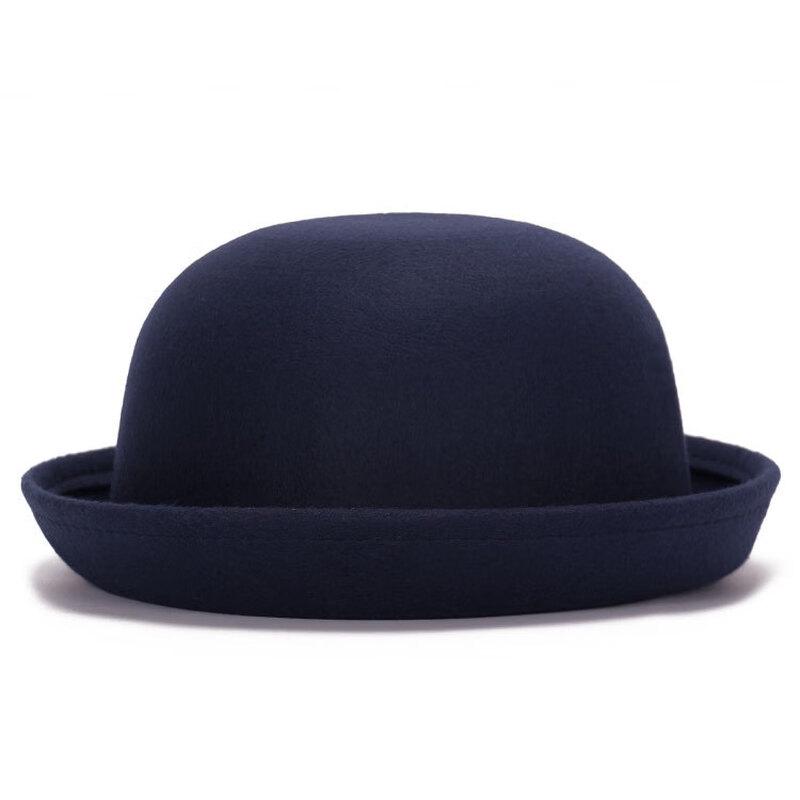 ZHENYUEQI Parent-Child Imitation Wool Felt British Round Top Hat