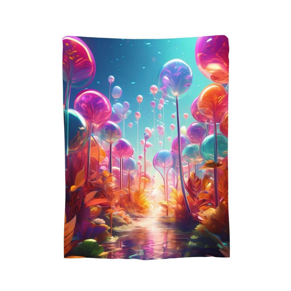Soft Flannel Fleece Blanket Throw, Psychedelic Balloon Pattern , Lightweight Cozy Throw Blankets for All Season, Bedding Blanket for Sofa