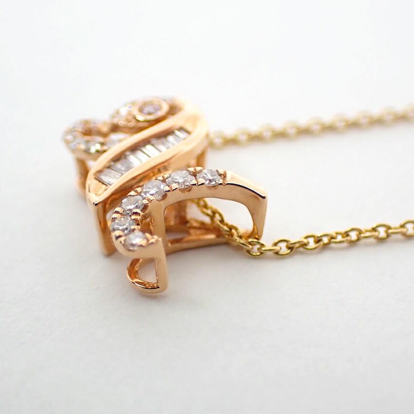 [Used] K18/K18PG Diamond Initial M Pendant Top/j52-2