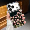 Black Rose Floral Pattern Case For iPhone 17 Pro Max Plating Lens Frame Clear Soft Cover For iPhone 16 15 14 13 Pro Max 11 16E 17E