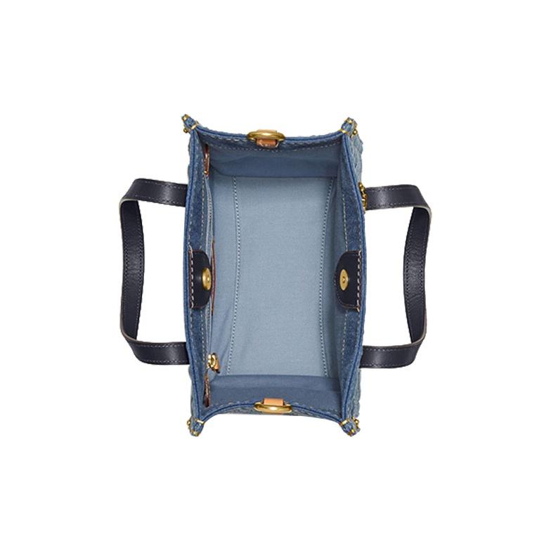 Coach Field 22 Water Wave Pattern Fabric Tote Bag Women Tote Navy-Blue CA580-B4UDF