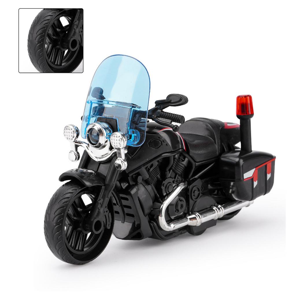 Boys Motorcycle Model Inertia Interactivity Decor Motorcycle Toy for Kids Home Kindergarten Black