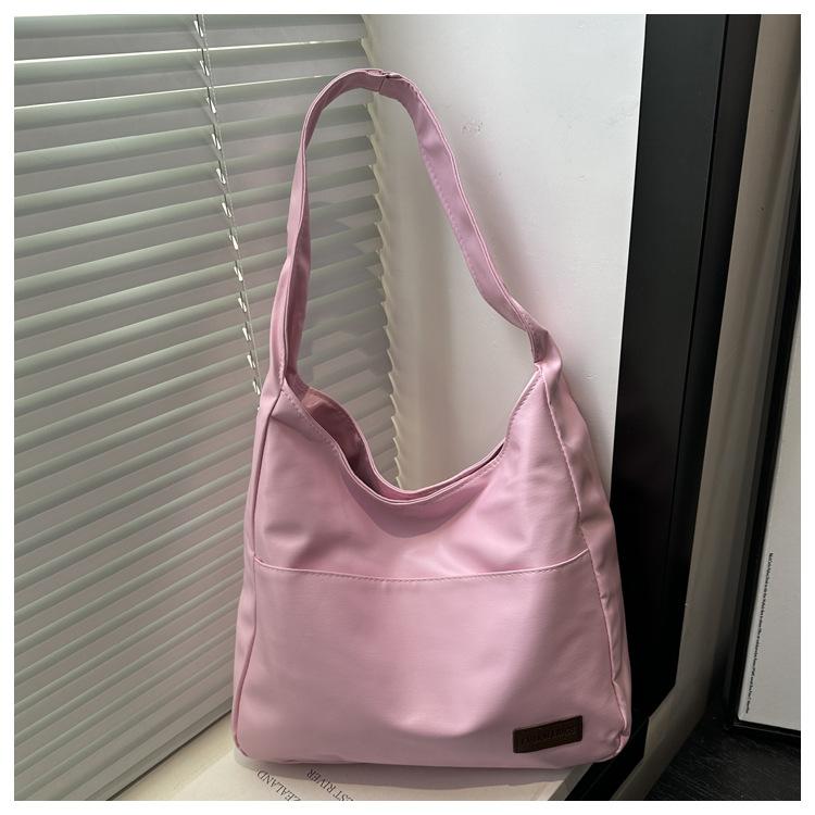 

Вместительная ретро повседневная новая текстура однотонная простая повседневная сумка-тоут на плечо/подмышку женская розовый