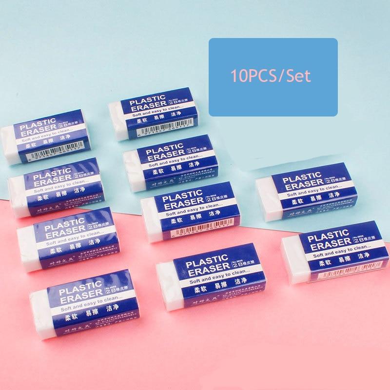 10pcs 2b White Pvc Eraser Clean And Mess Free Student Exam Office Sketch Soft Eraser