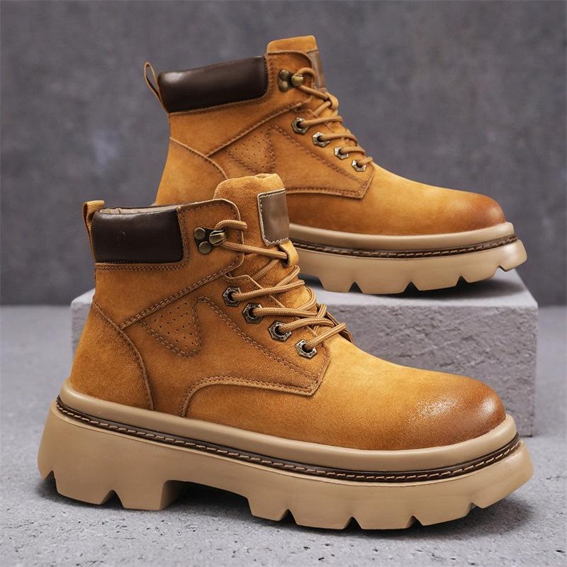Autumn and Winter New Men's Martin Boots Thick-soled Heightening Round Head Outdoor Sports Tooling High-top Fashion Casual Men's Shoes