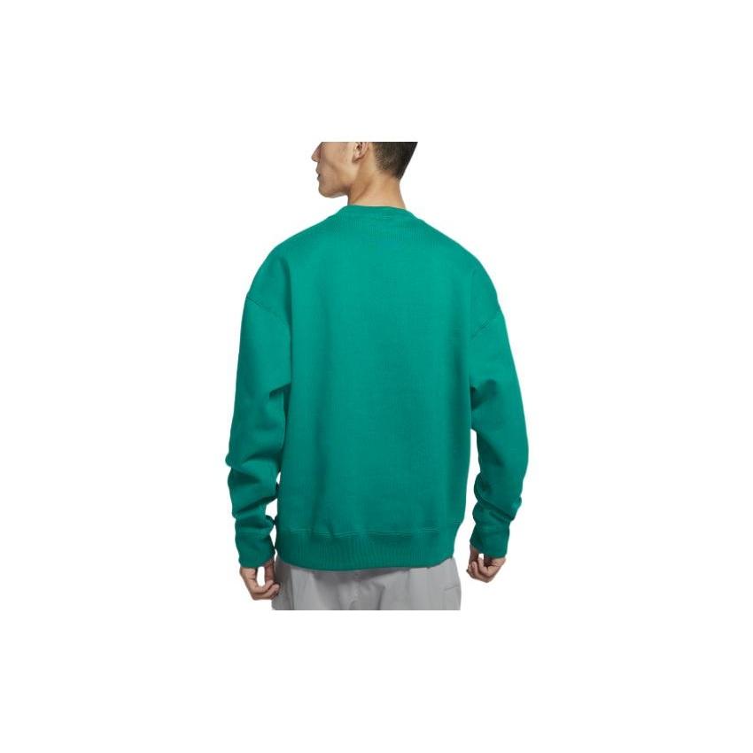Men's Nike Lab Fleece Crew Solid Color Plush Stay Warm Sports Round Neck Pullover Green DA0318-340