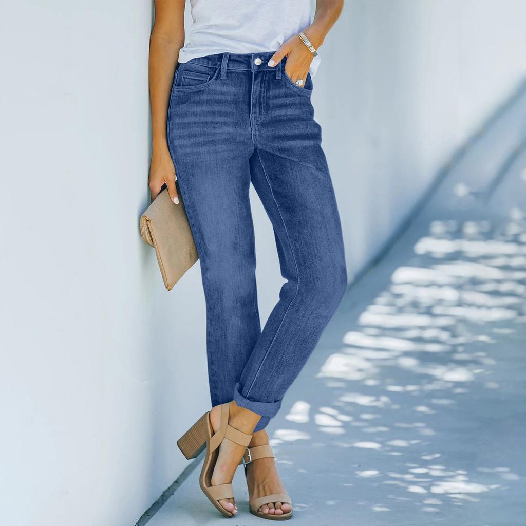 Women's Denim Classic Versatile High Waist Fashionable Trousers