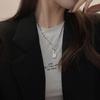 Korean Style Retro Pearl Necklace: Women's Multi-Layer Asymmetrical Clavicle Chain with OT Buckle