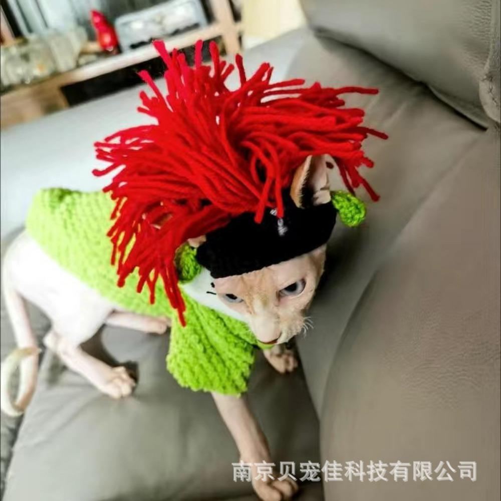 Cappello intrecciato a mano per animali domestici, simpatico cartone animato gatto cane, abbigliamento cappello decorazione, copricapo per animali domestici