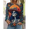 Sugar Skull Pattern Womens Long Sleeve Shirt Day of the Dead Shirts Fashion 3D Printed Tops Summer Gothic style Women's Clothing