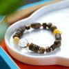 Yingge Qi Nan Agarwood Bracelet with Amber and 925 Silver Spacer (No Artificial Oil Injection)