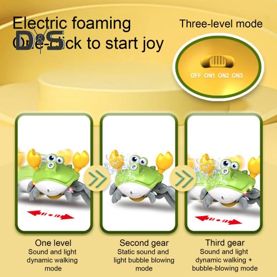 Walking Crab Bubble Machine Automatic Bubble Blower with LED Lights & Music Electric Fun Outdoor Bubble Playset for Kids