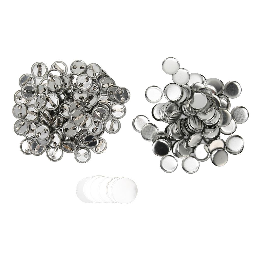 100 Sets Blank Button Badge Parts Set Round Shape Rust Prevention Easy Print Button Pin Badge Kit for Button Making Machine