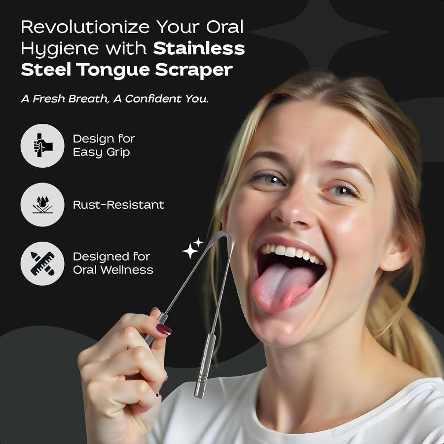 

100% Pure Stainless Steel Ultimate Tongue Cleaner for Fresher Breath Reusable Metal Tongue Scraper for Adults and Extra Durable United States