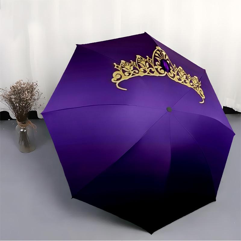 1pc Crown Tiara Automatic Folding Umbrella - Portable Collapsible Design, 8-Rib Iron Frame, Durable Fabric Yy251125048