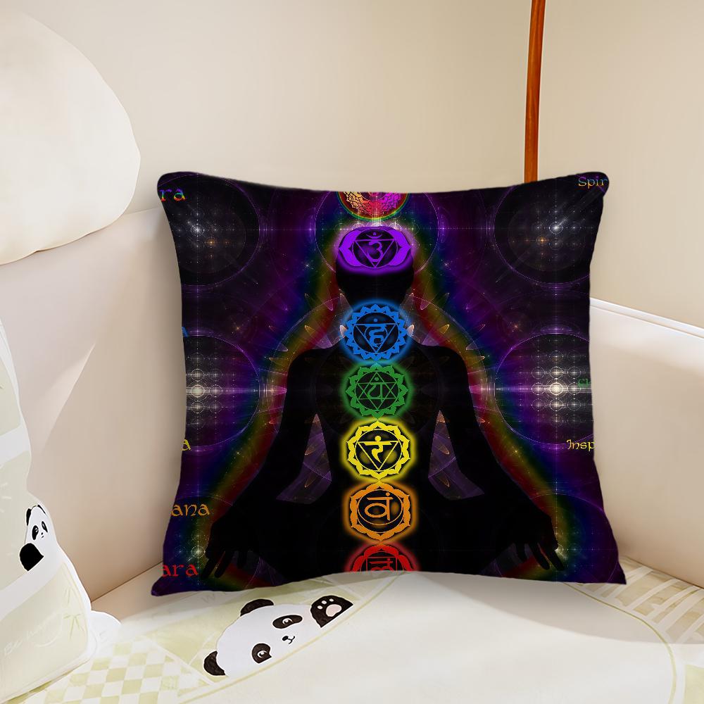 cushion cover Plush Fabric Soft  Double Sided Print Sofa Funny Chakra Cushion Cover Throw Rainbow Pillow Covers