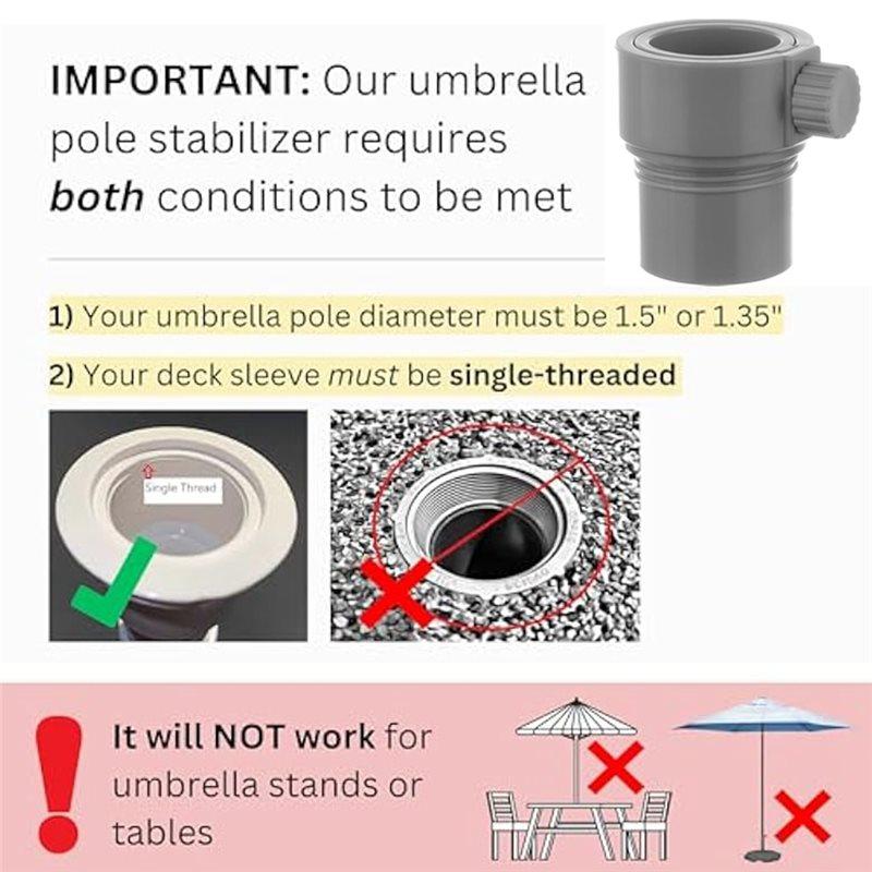 For Baja Deck Pools Compatible Pool Umbrella Pole Stabilizer Sleeve Adapter-Insert For 1.35 In& 1.5 In Umbrellas Hole Holders