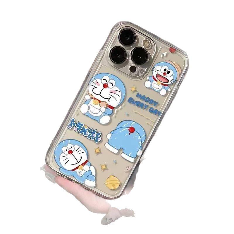 Gluttonous Doraemon iPhone 16 Pro Max Case: Simple, Thickened, Transparent, Drop-proof for Apple 14/15