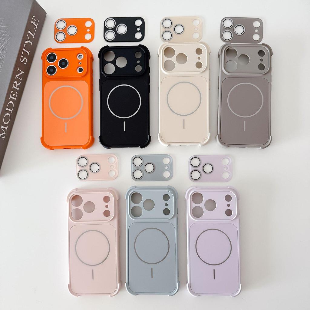 Apple 17 Pro Max Magnetic Anti-drop Phone Case with Frosted iPhone 16 Lens Film and iPhone 15 Protection