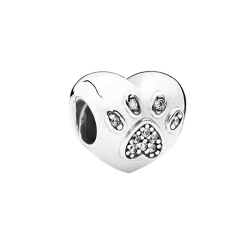 Sparking Butterfly Heart Clip Charm Beads Dangle Silver Bracelet Necklace For Diy Jewelry Women Gift