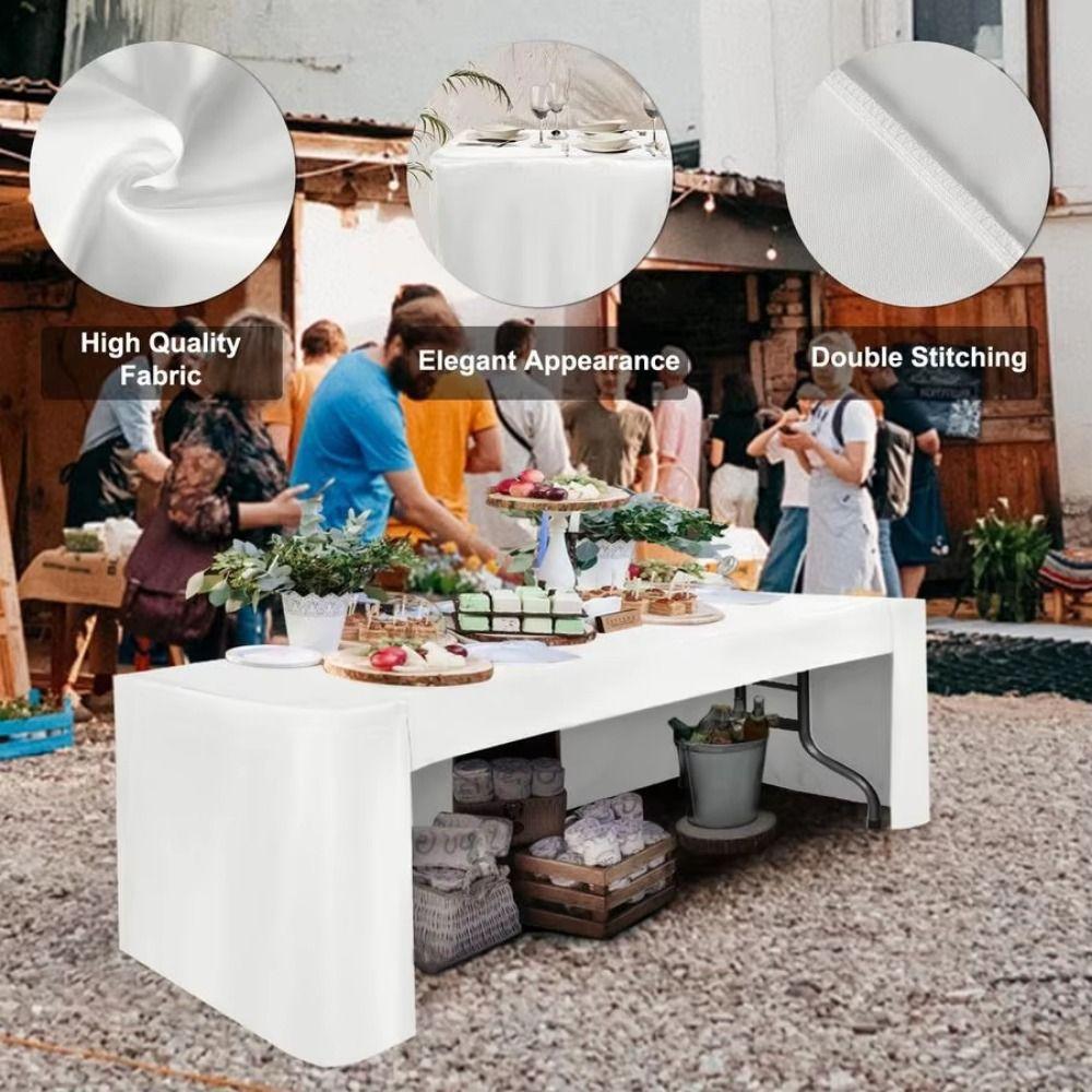 6FT Stretch Tablecloth Solid Color Sign-In Table Cloth Elegant Table Cover  Wedding Party