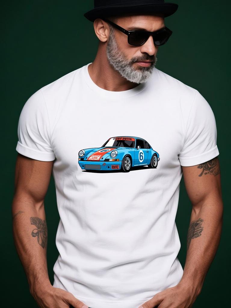 Men's Racing Graphic T-Shirt| Perfect for Racing Events and Summer Wear- Casual Crew Neck T-Shirt with Racing Graphic Design for Men