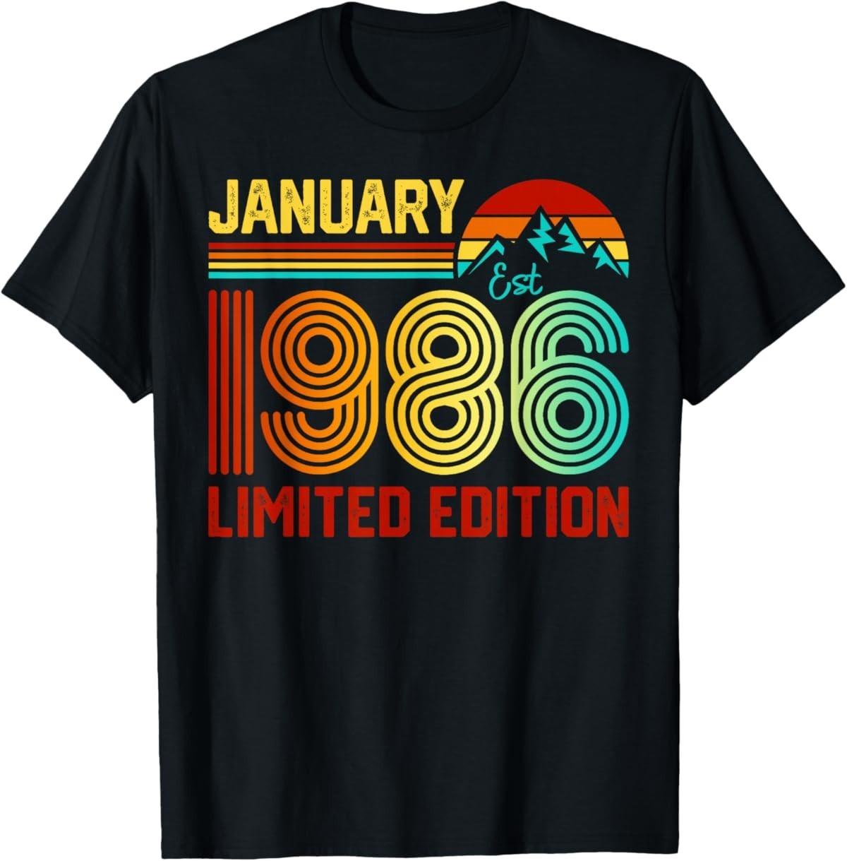 Retro January 1986 Limited Edition 40-Year-Old 40th Birthday T-Shirt XXXXL
