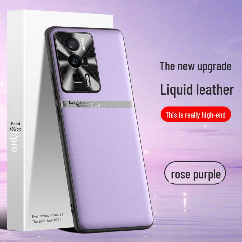 Capa protetora de couro líquido para celular Redmi K60 Pro: Anti-queda e anti-incrustante; Envio de uma só peça disponível.