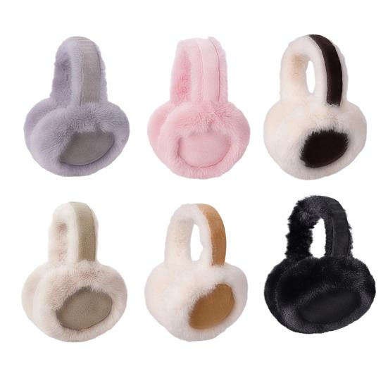 Winter Earmuff for Women Girls Foldable Fluffy Ear Warmer Soft Faux Fur Warm Ear Cover for Cold Weather Outdoors