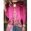 QICED Blusas y camisas informales de manga larga con cuello redondo a la moda para mujer