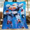 Giant Robot Mecha Sci Fi Flannel Blanket Futuristic Cyberpunk Machine Design Anime Lover Soft Throw Blanket for Boys Gaming Room