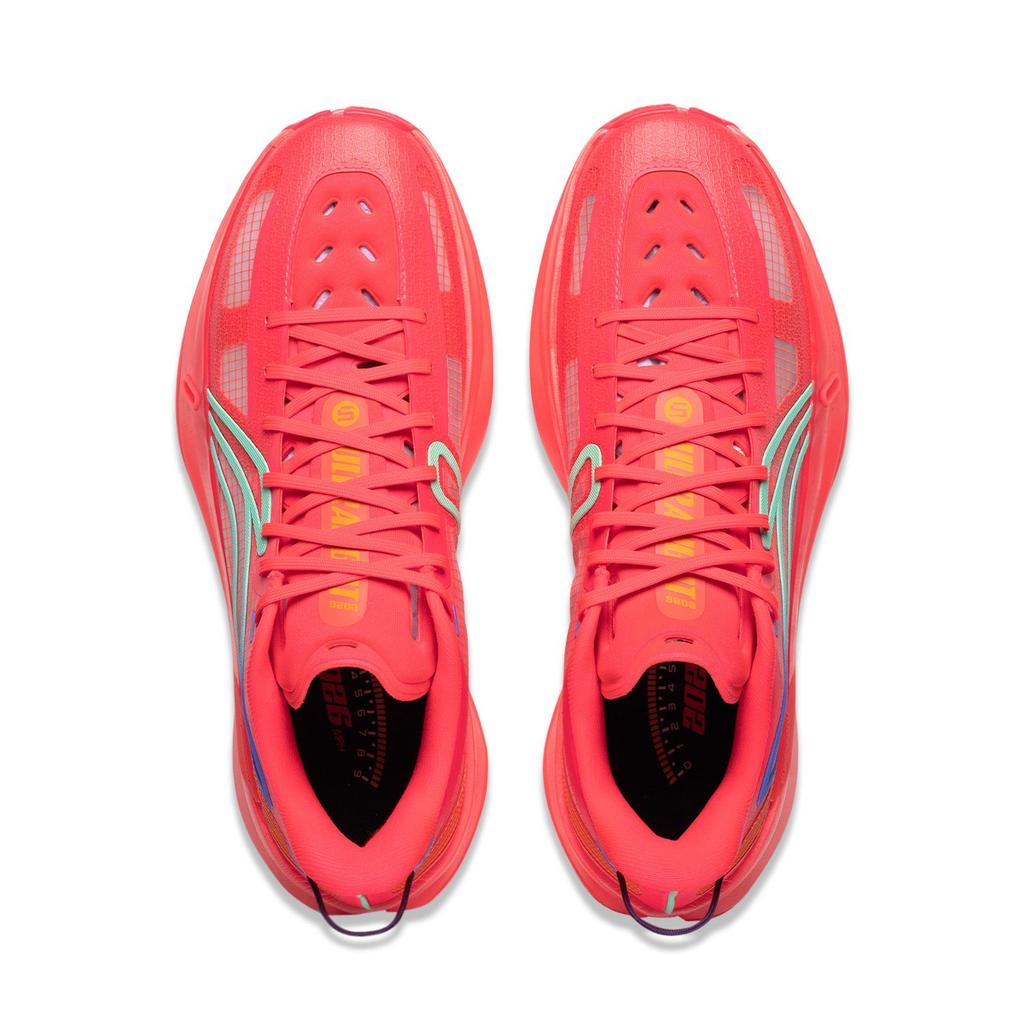 Li Ning Low Top Basketball Shoes Men's Fluorescent Crystal Red ABAW005-4
