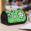 1pc Double Layer Flip Pencil Case - Polka Dot Soccer Balls, Large Capacity, Portable Polyester Pen Storage Bag with Zipper Closure, Ideal for School &