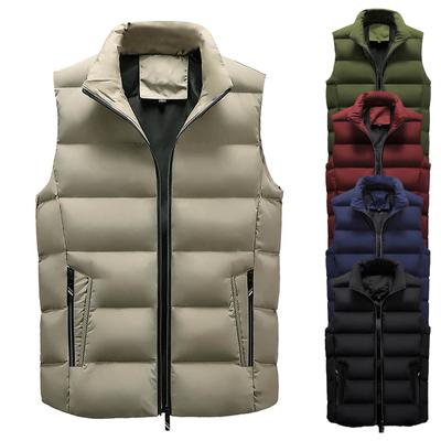 Ανδρικό Χειμερινό Μόδα Όρθιος Γιακάς Χρώμα Γιλέκο Γιλέκο Μπουφάν Παλτό