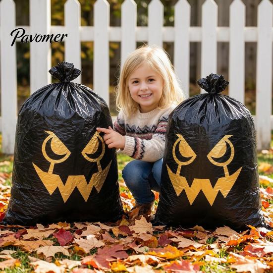 Atmospheric Halloween Yard Decor 2Pcs Pumpkin Leaf Bags for Garden, 24x30 Inch Reusable Thickened Seasonal Cleanup Tools Lawn Waste Fall Outdoor Porch