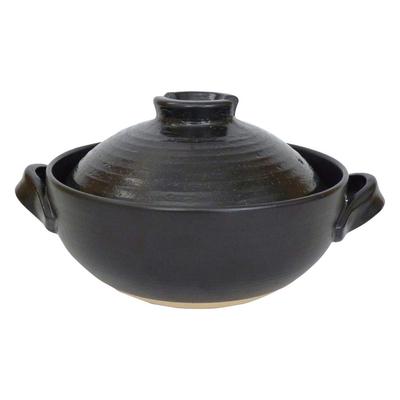 Maebata Series 6 Earthenware Pot 52424 Heat-Resistant No. (Black Glaze)